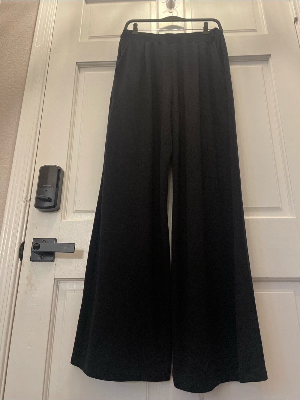 LESET Lauren Wide-Leg High Rise Waist Pleated Pocket Pants Buttery Soft Black